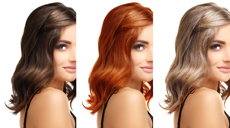 Femme avec différente couleurs de cheveux